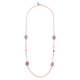 Rolo Chain Necklace with Purple Quartzite and Multicolor Freshwater Pearls Ø 6/9 mm