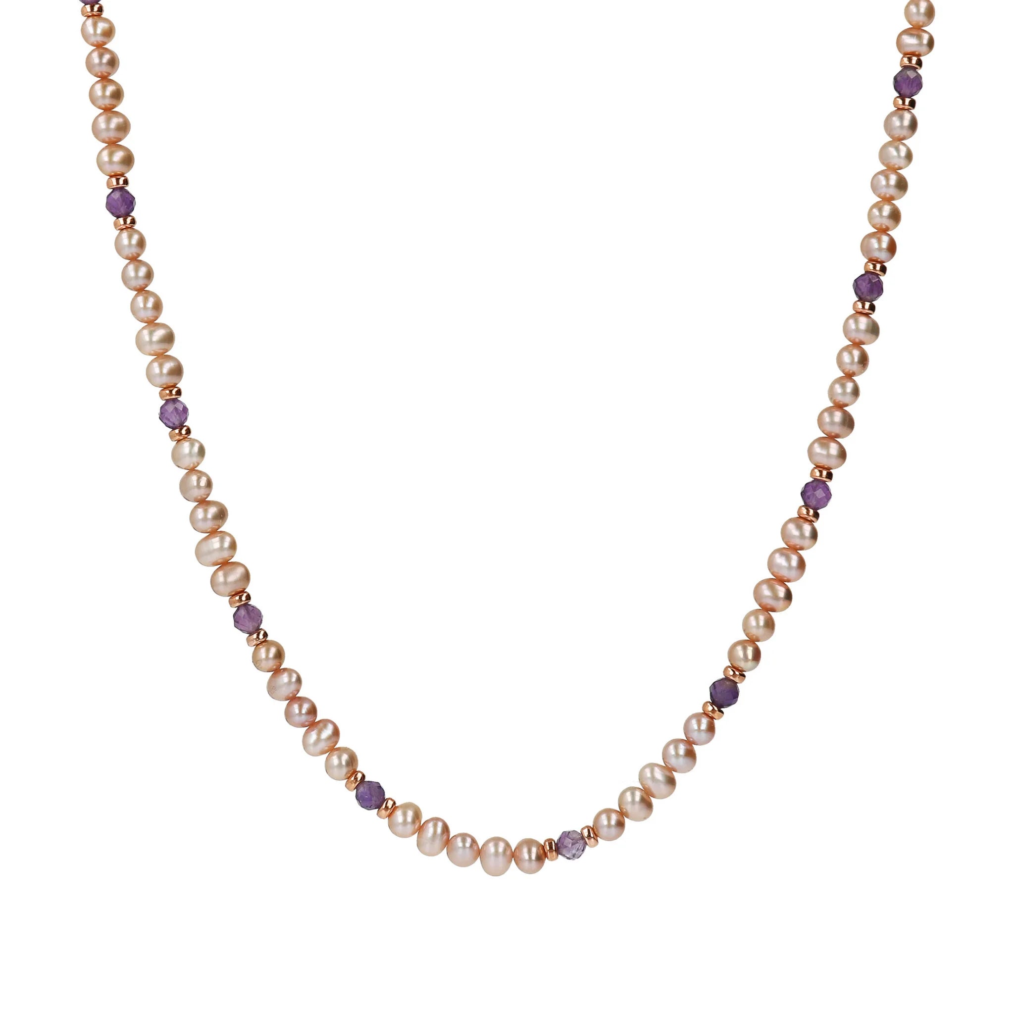 Collana Girocollo con Pietre Naturali e Perle d'Acqua Dolce Ø 4/5 mm