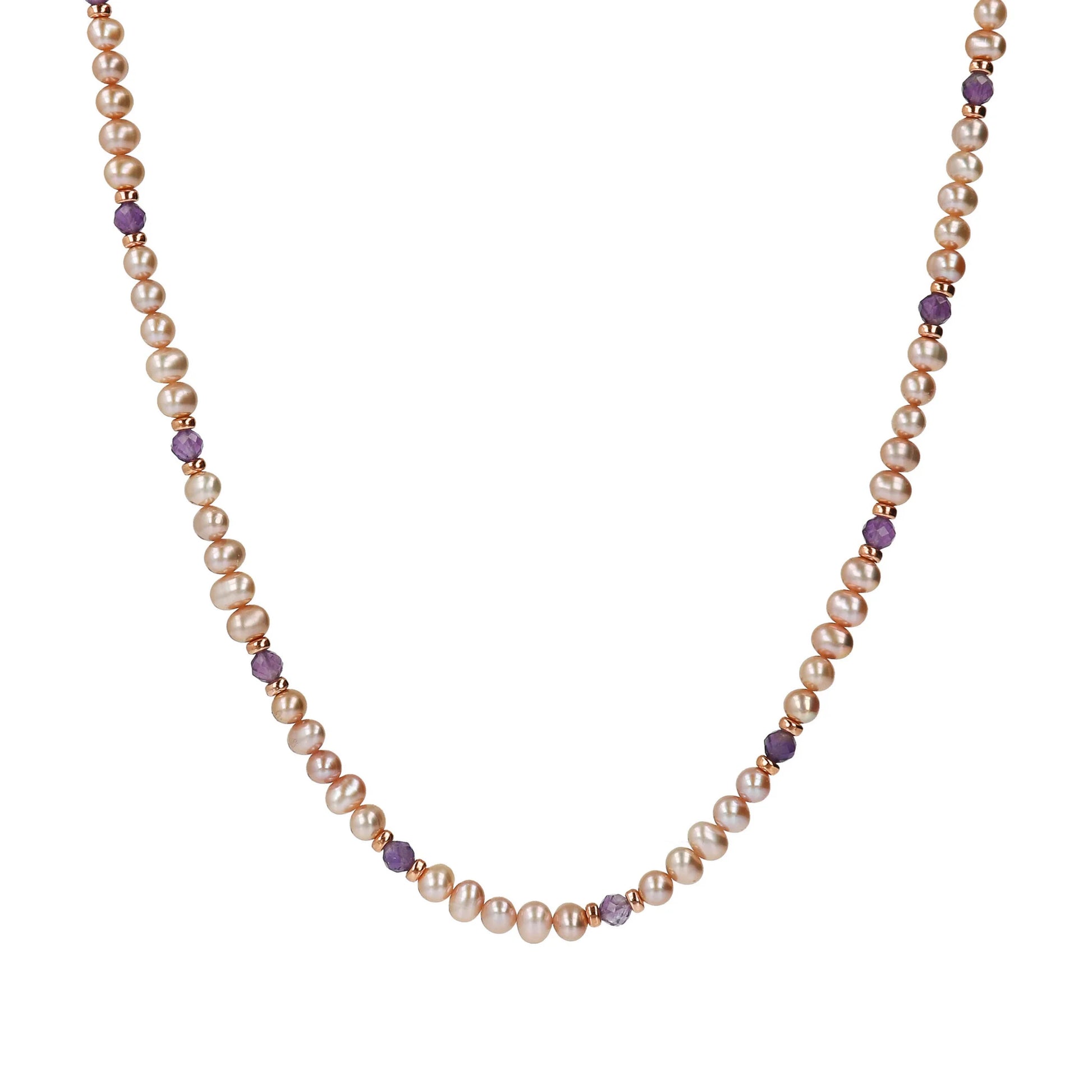 Collana Girocollo con Pietre Naturali e Perle d'Acqua Dolce Ø 4/5 mm