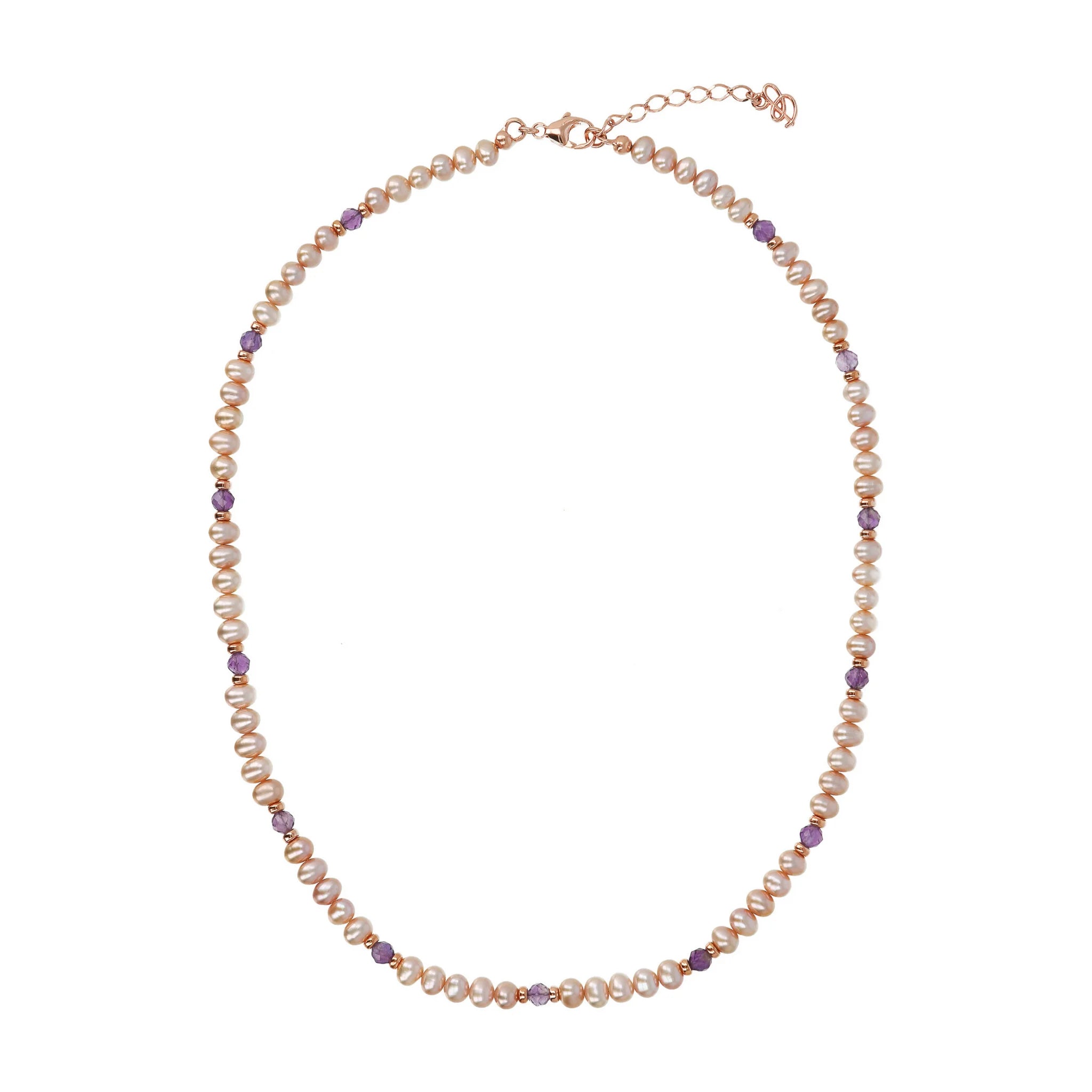 Collana Girocollo con Pietre Naturali e Perle d'Acqua Dolce Ø 4/5 mm