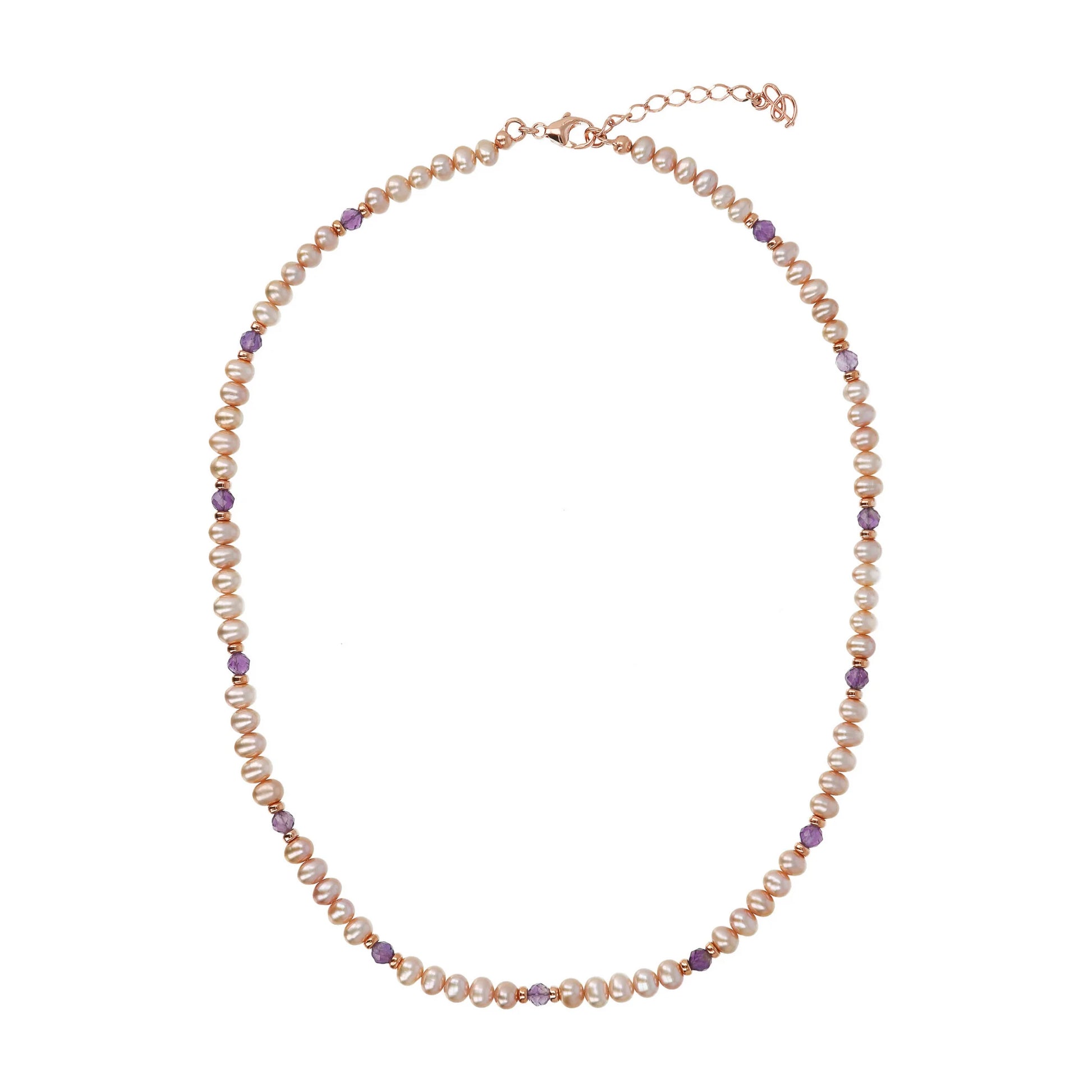 Collana Girocollo con Pietre Naturali e Perle d'Acqua Dolce Ø 4/5 mm