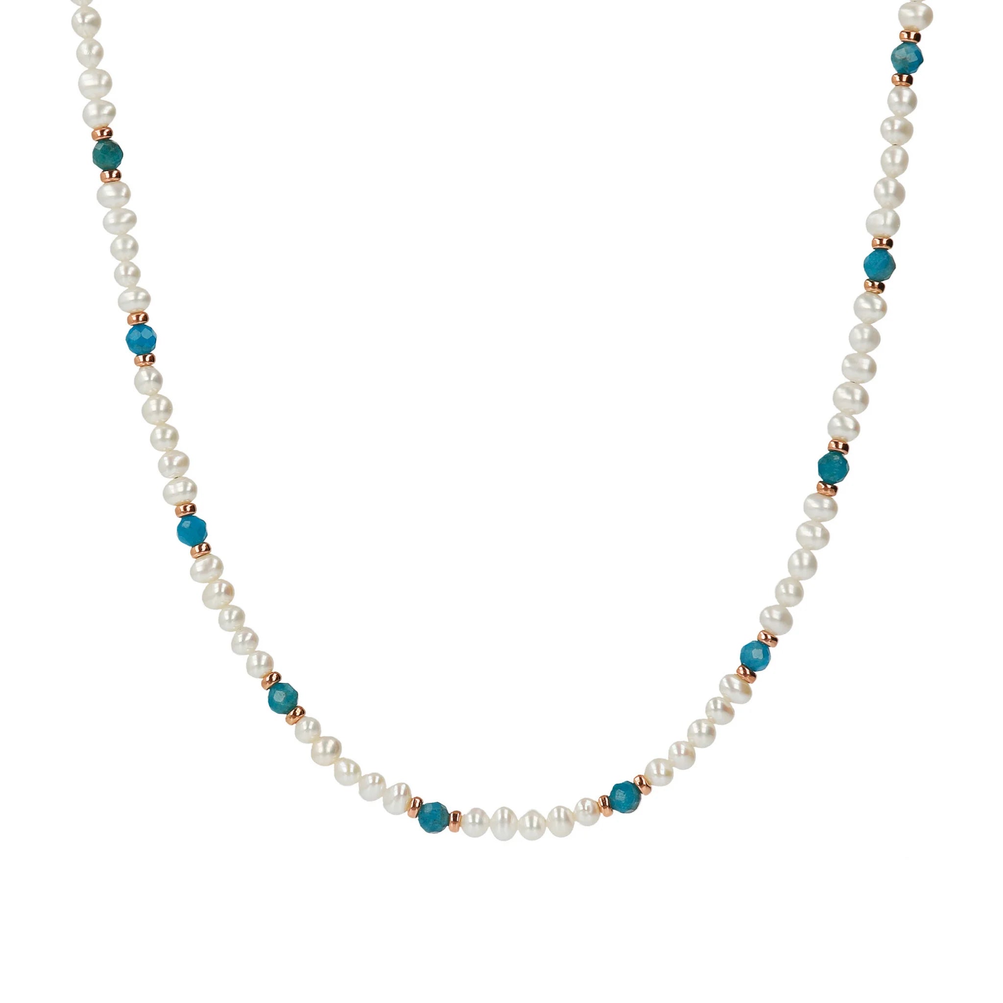 Collana Girocollo con Pietre Naturali e Perle d'Acqua Dolce Ø 4/5 mm