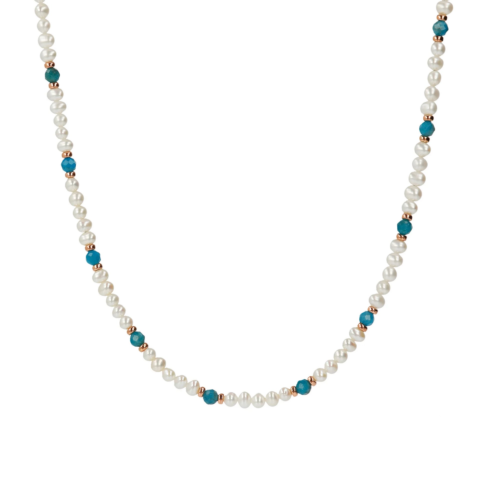 Collana Girocollo con Pietre Naturali e Perle d'Acqua Dolce Ø 4/5 mm