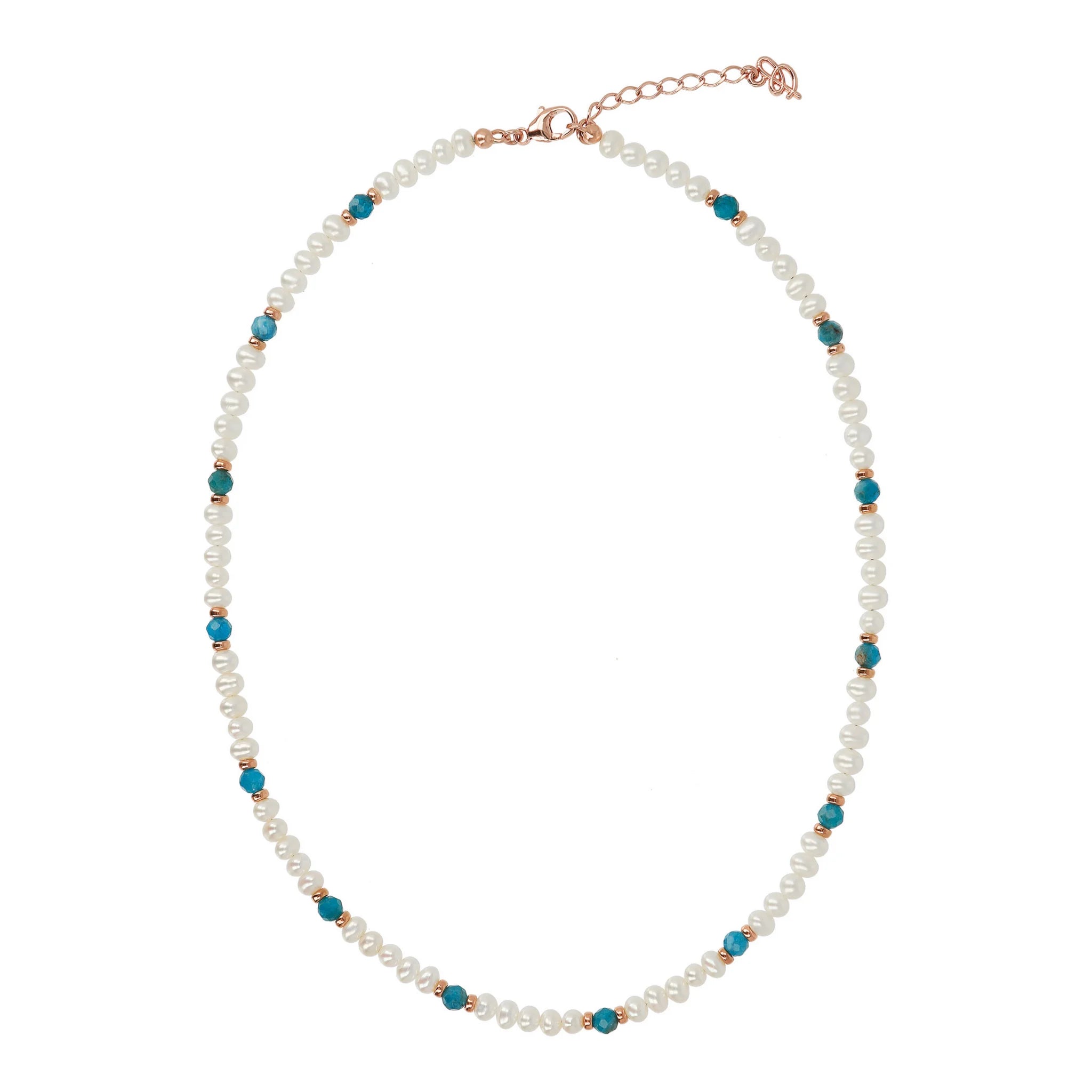 Collana Girocollo con Pietre Naturali e Perle d'Acqua Dolce Ø 4/5 mm