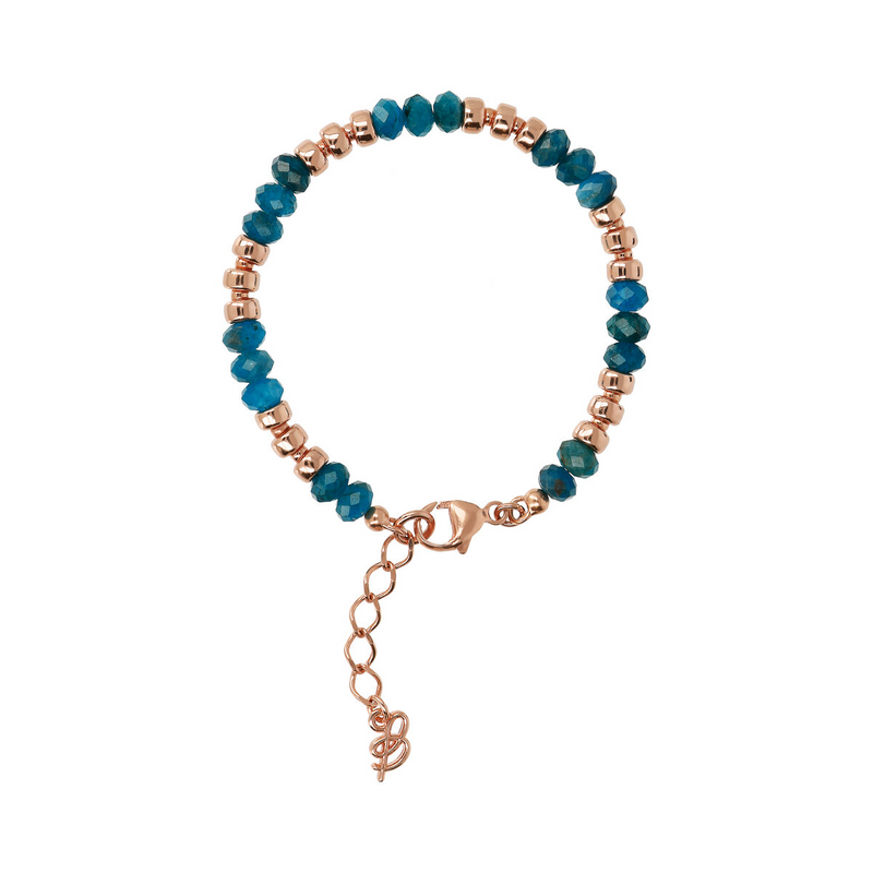 Bracelet with Faceted Natural Stones and Golden Rosé Rondelle