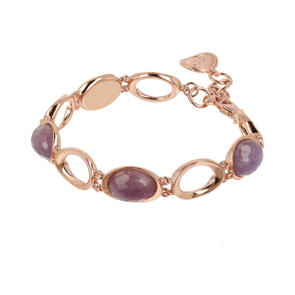 Link Bracelet with Oval Natural Stone