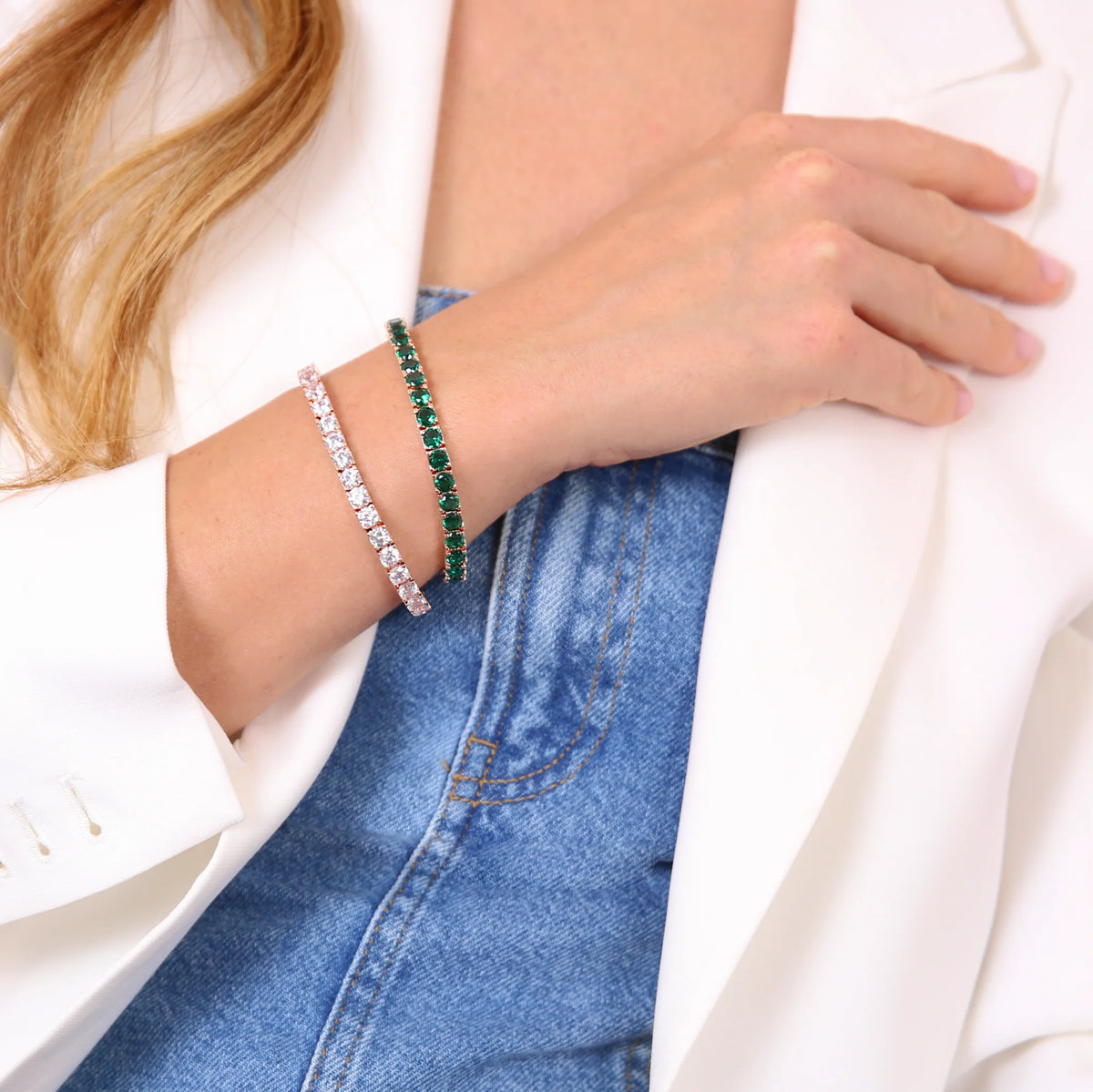 Bracelet tennis maxi avec zircon cubique rond