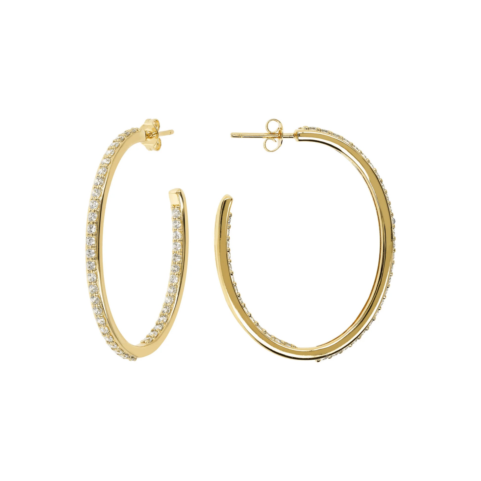 Goldene ovale Creolen mit Zirkonia