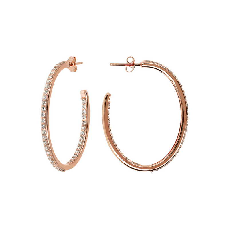 Oval Hoop Earrings with Cubic Zirconia