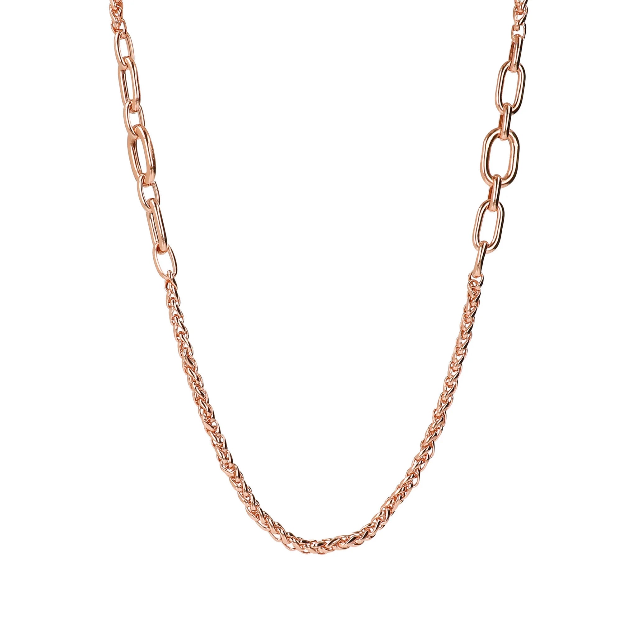 Collier long chaîne épi et maillons ovales  