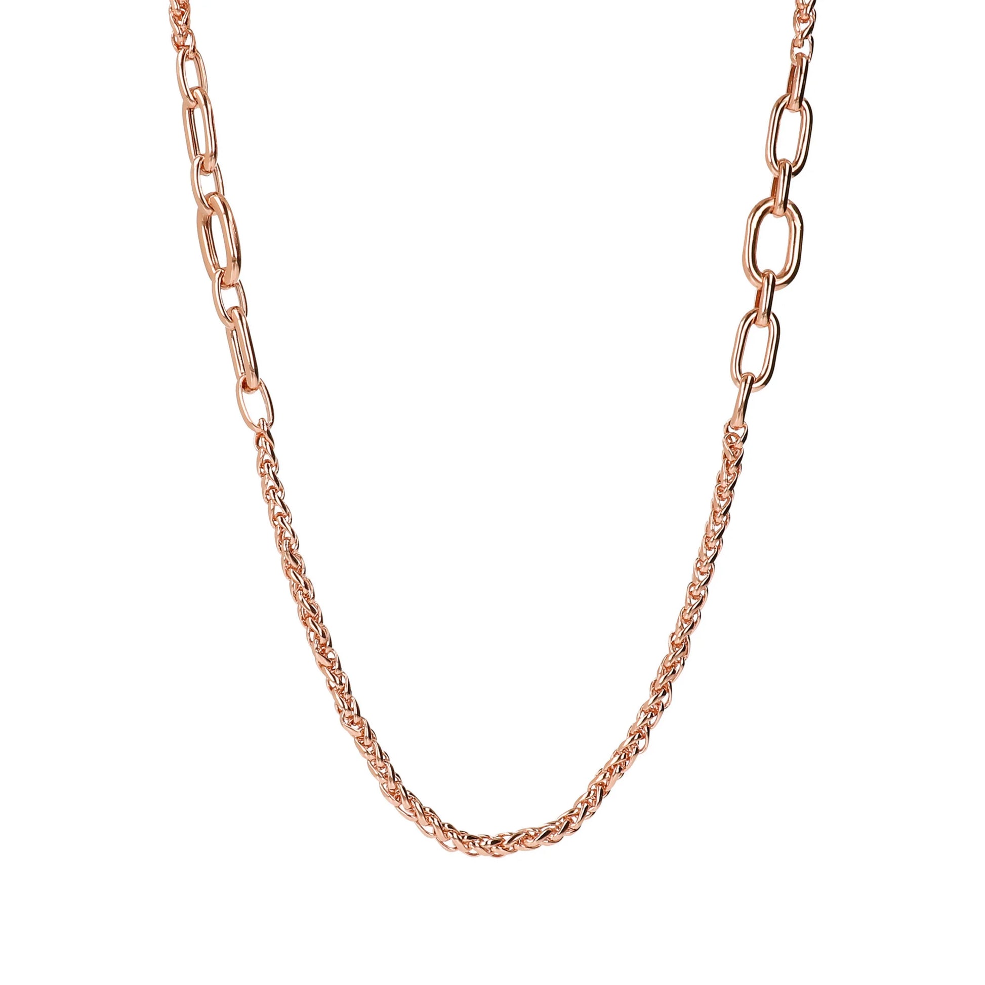 Long Necklace with Wheat Chain and Oval Links