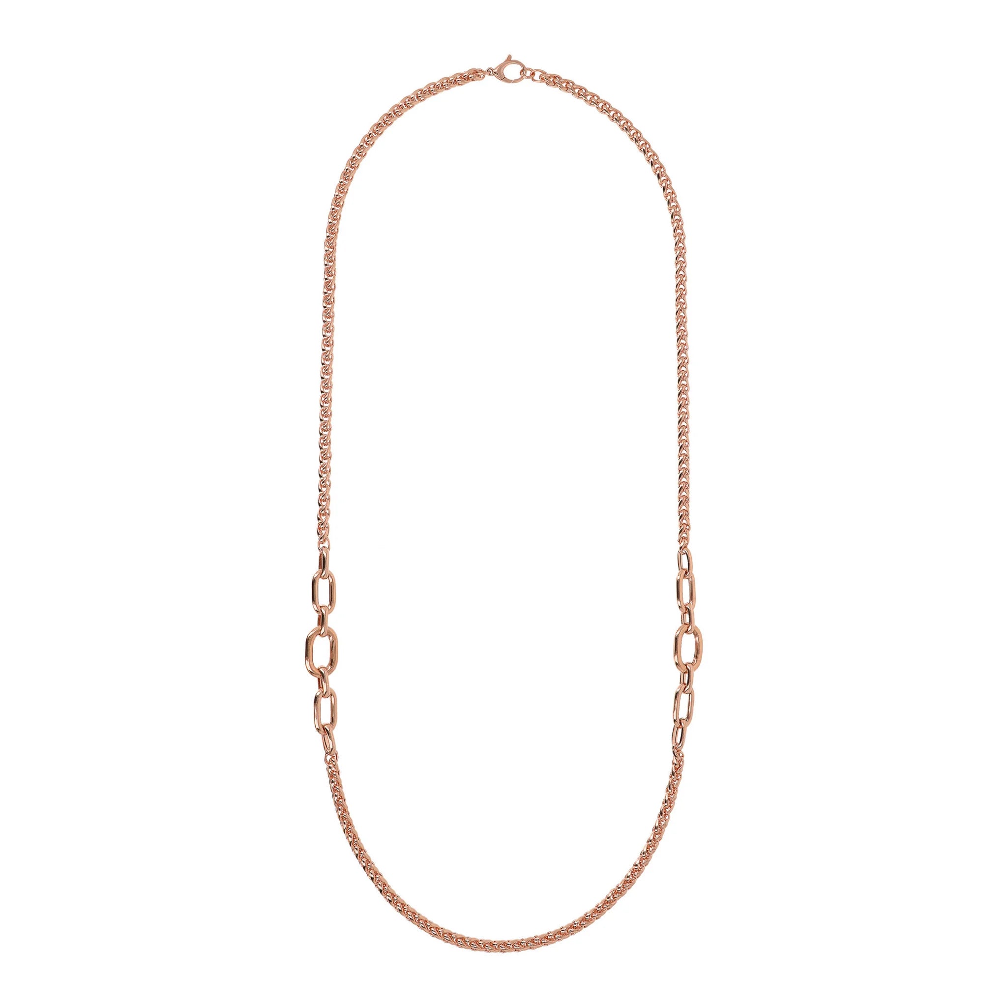 Collier long chaîne épi et maillons ovales  