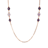 Rolo Chain Necklace with Purple Amethyst Rondelle and Spheres