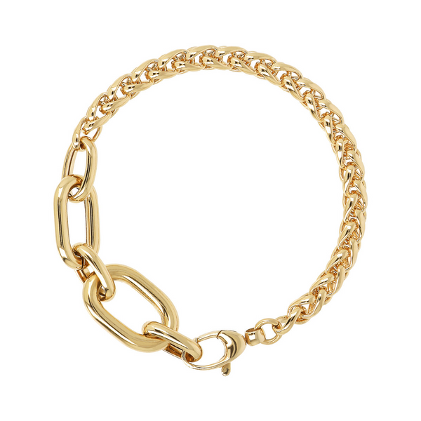 Golden Spike Chain Bracelet and Oval Links