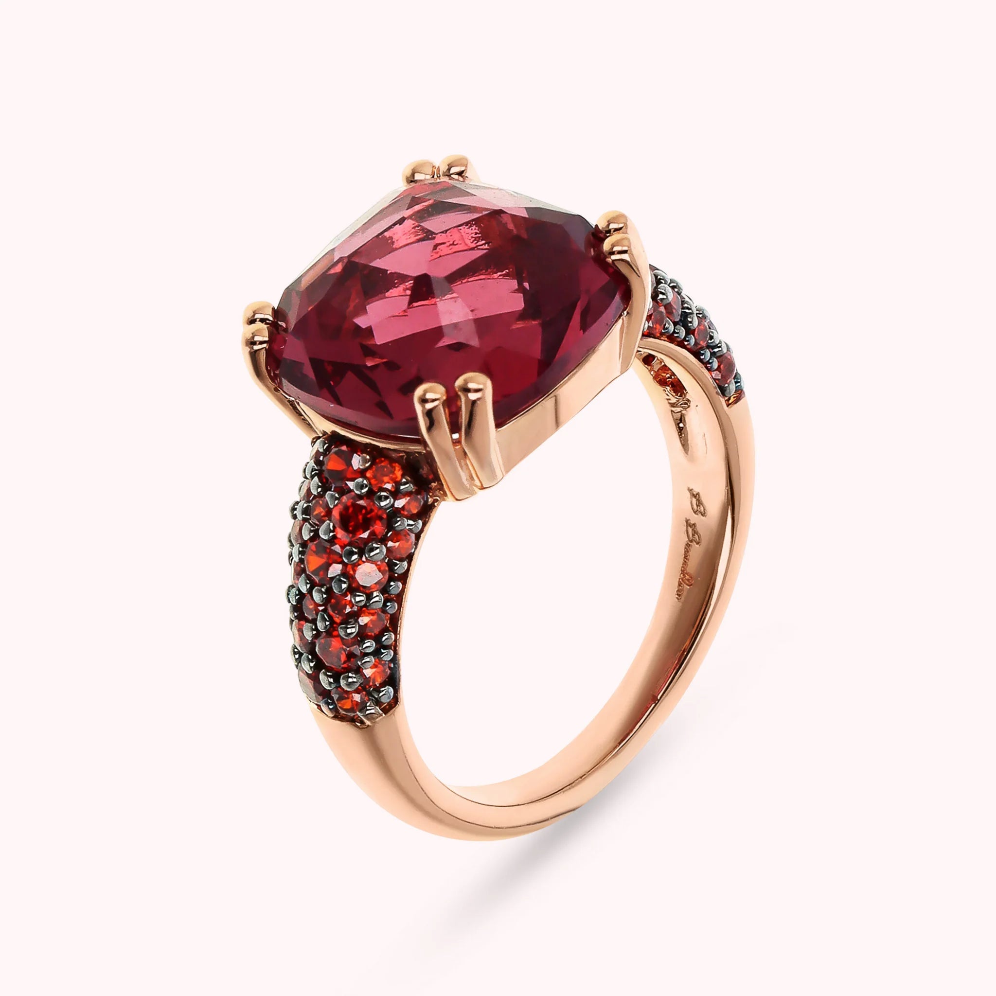 Cocktail Ring with Square Prisma Gem and Pavé
