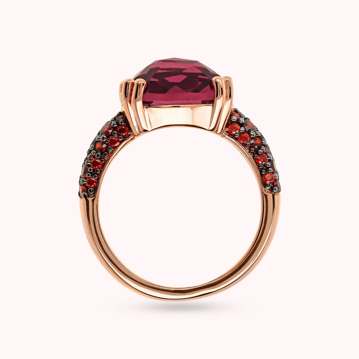 Cocktail Ring with Square Prisma Gem and Pavé