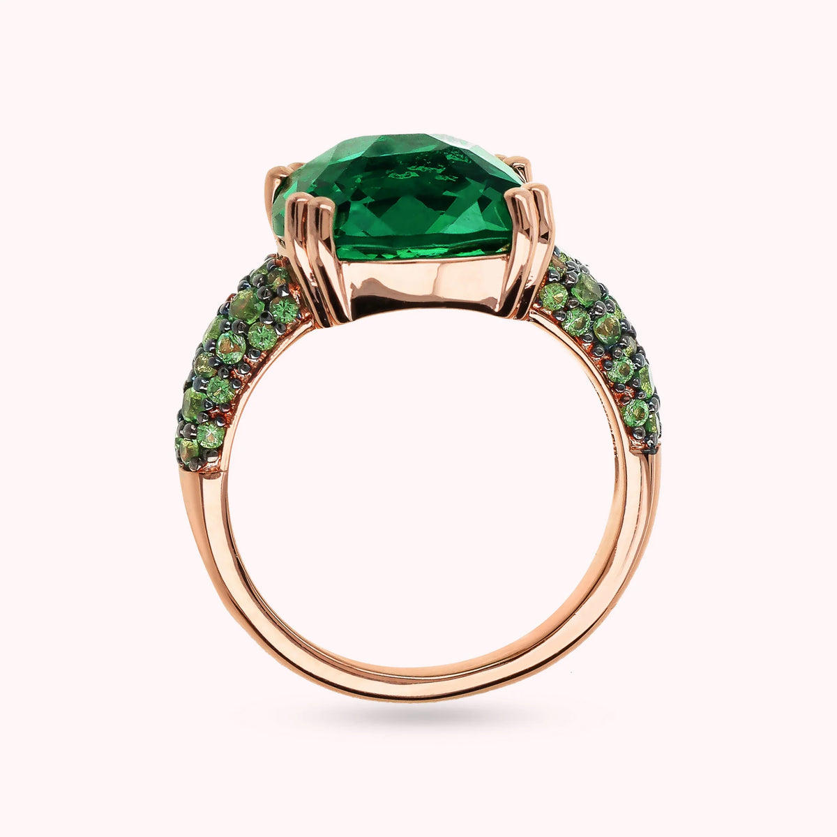 Cocktail Ring with Square Prisma Gem and Pavé