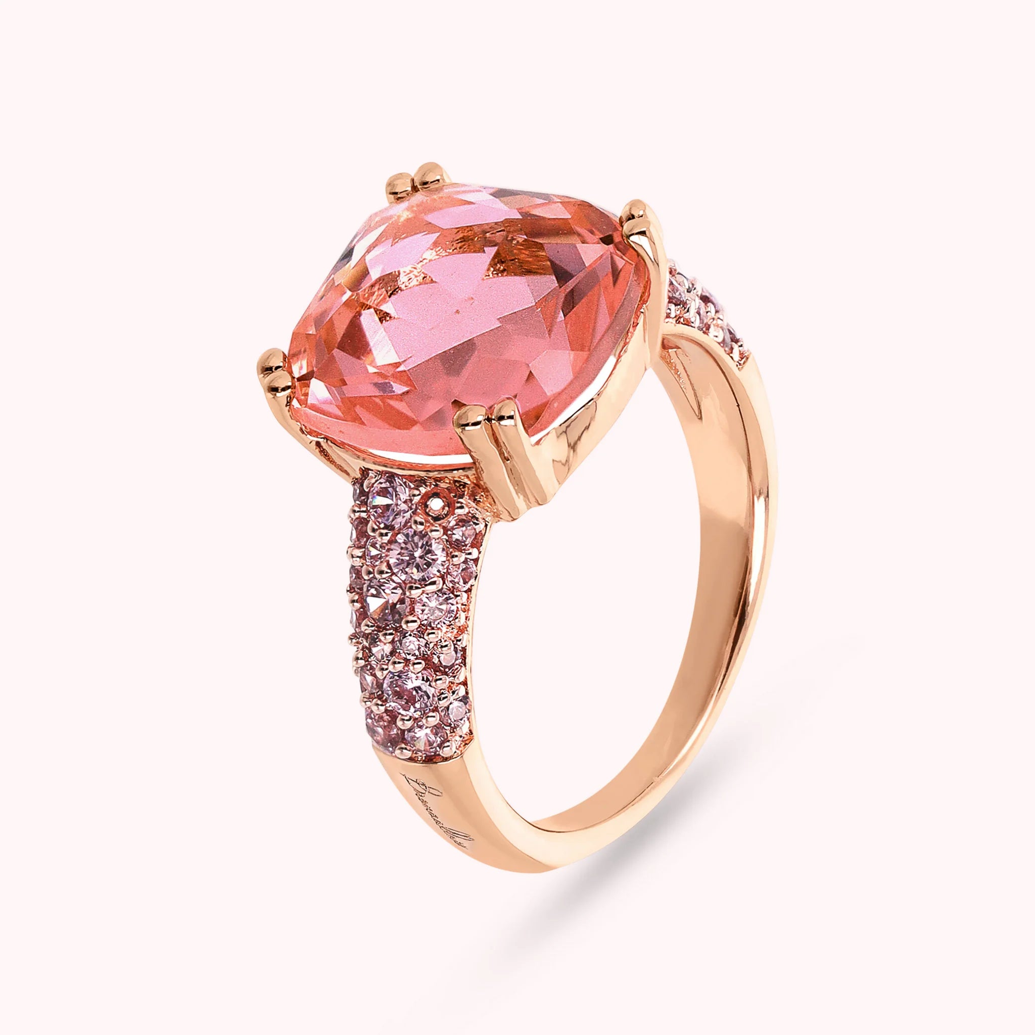 Cocktail Ring with Square Prisma Gem and Pavé