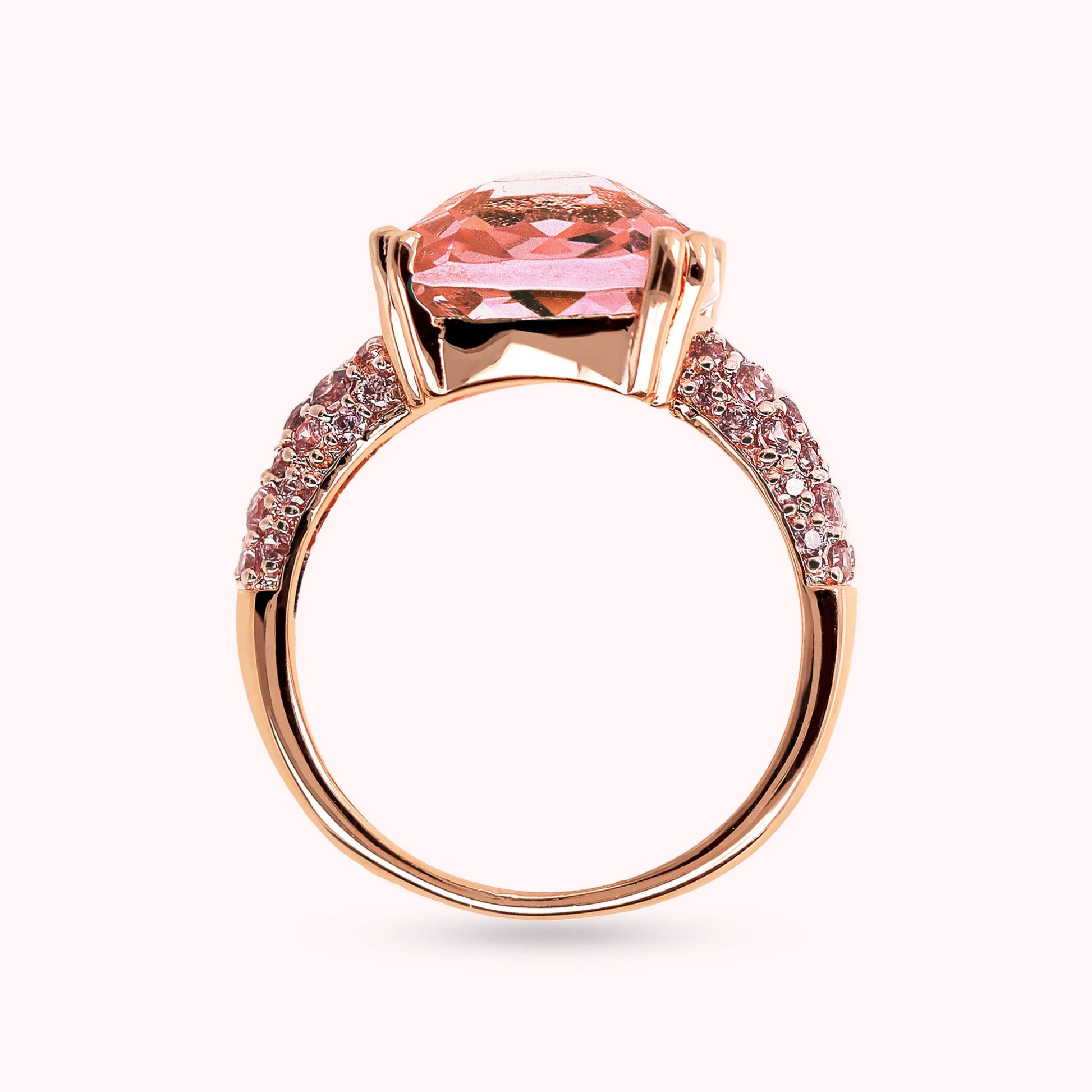 Cocktail Ring with Square Prisma Gem and Pavé