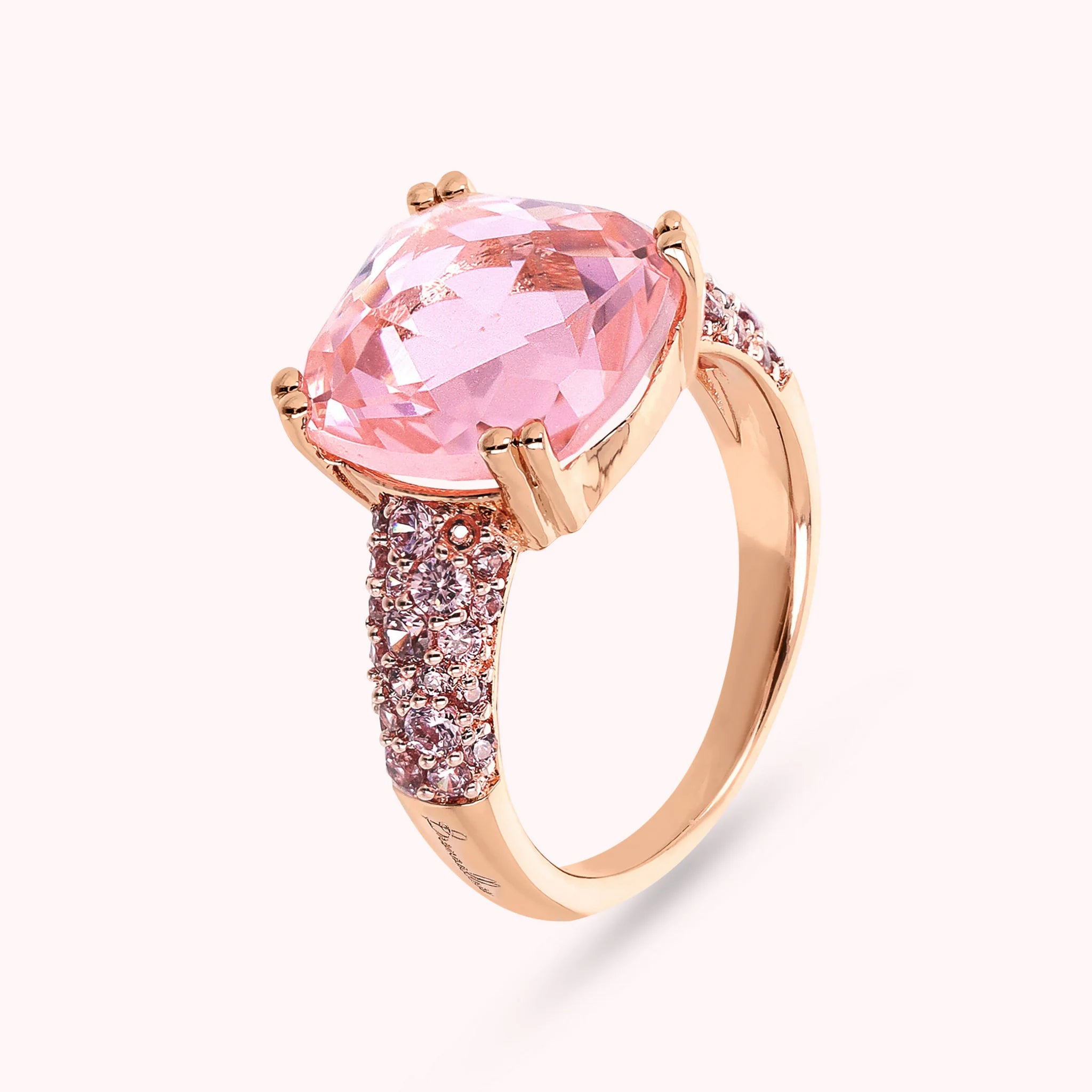 Cocktail Ring with Square Prisma Gem and Pavé