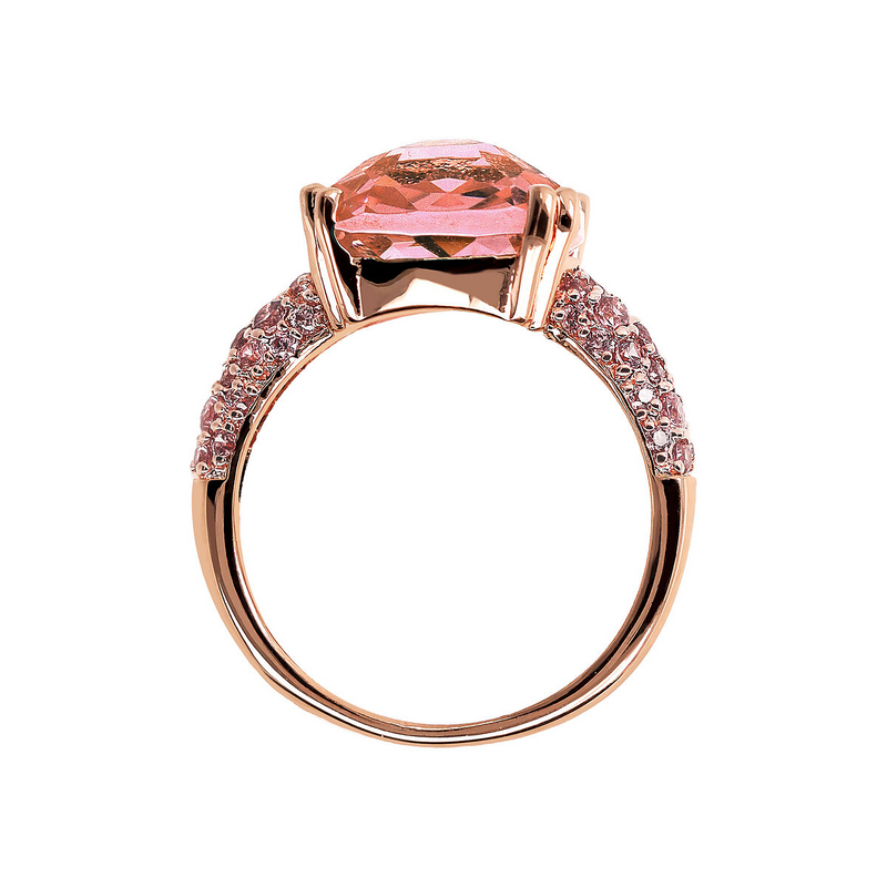 Cocktail Ring with Square Prism Gem and Pavé