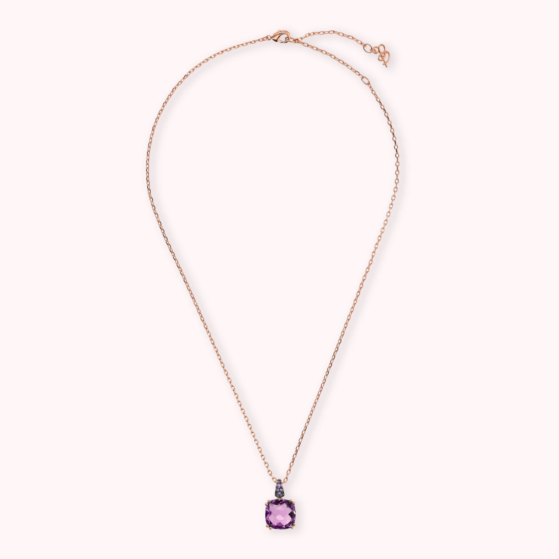Collana Catena Rolo con Prisma Gem Quadrata e Pavé