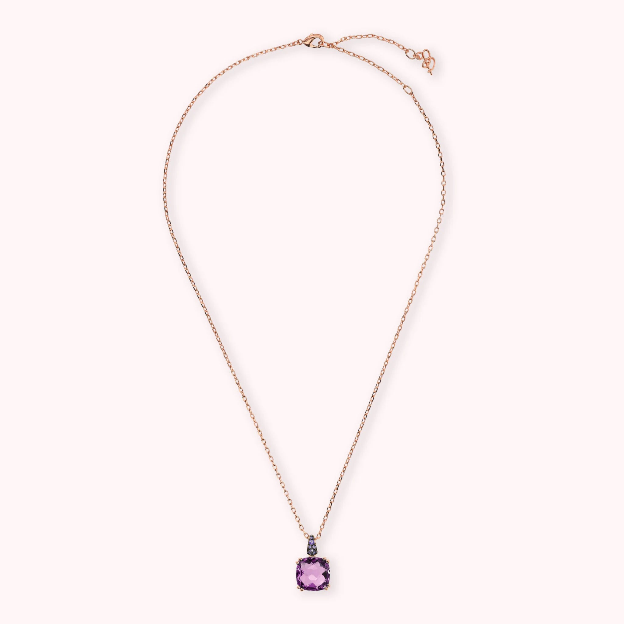 Collana Catena Rolo con Prisma Gem Quadrata e Pavé