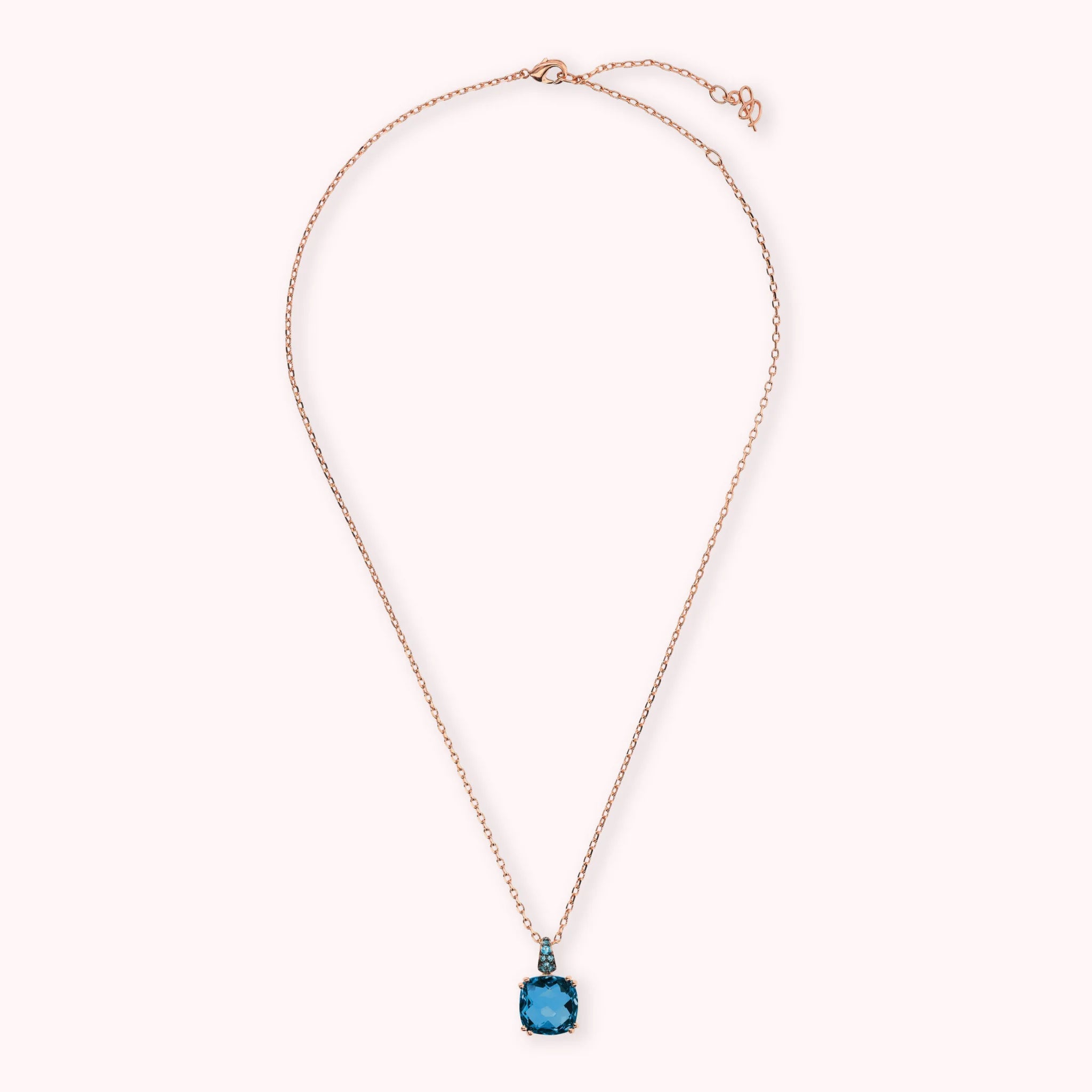 Collier chaîne jaseron avec Prisma Gem carrée et pavé
