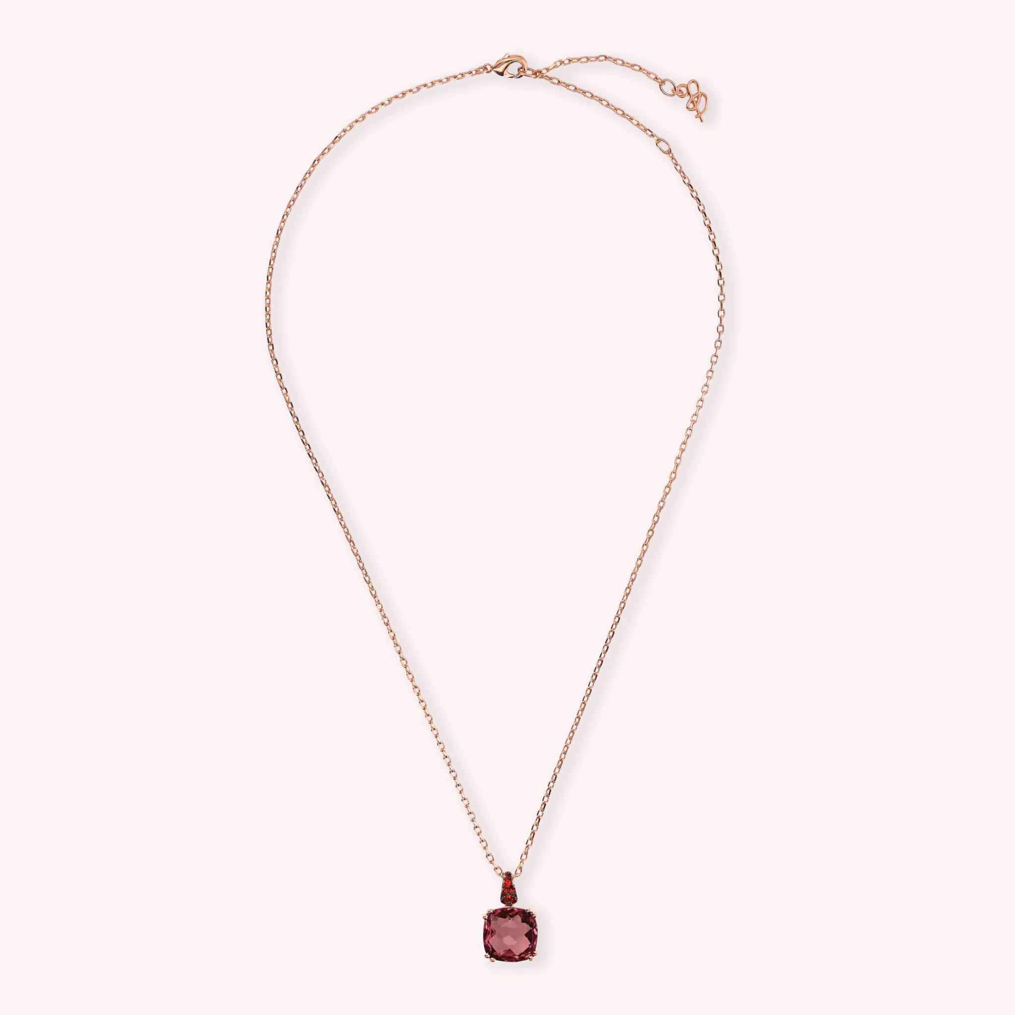 Collier chaîne jaseron avec Prisma Gem carrée et pavé