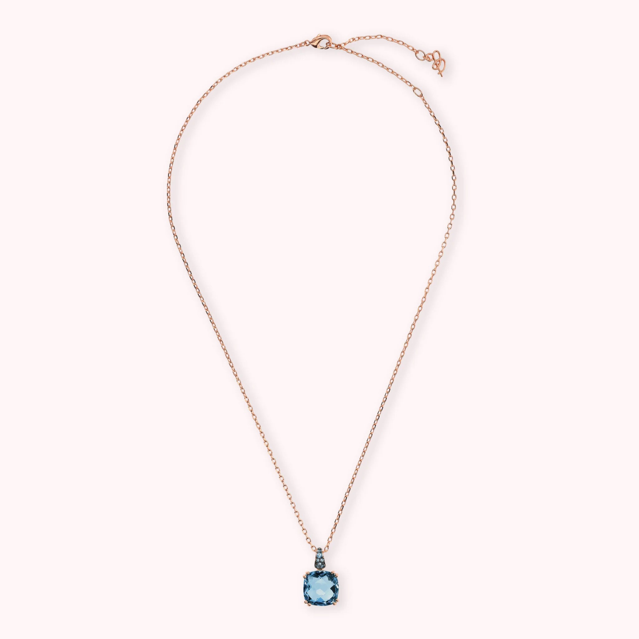 Collier chaîne jaseron avec Prisma Gem carrée et pavé