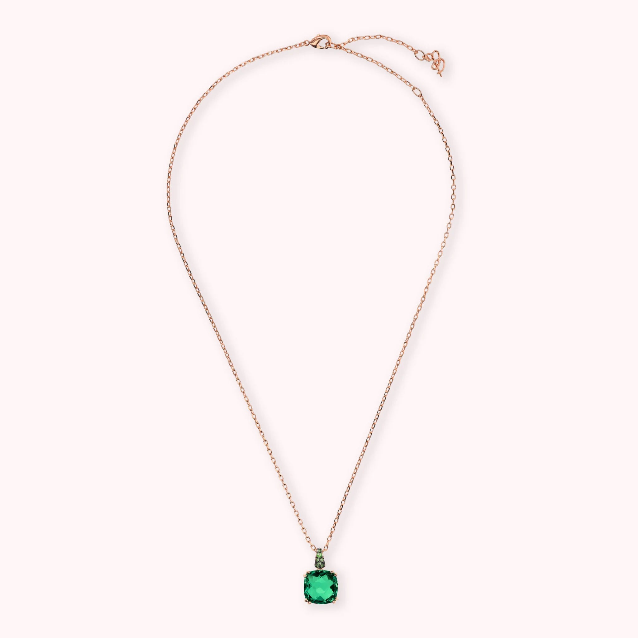 Collier chaîne jaseron avec Prisma Gem carrée et pavé