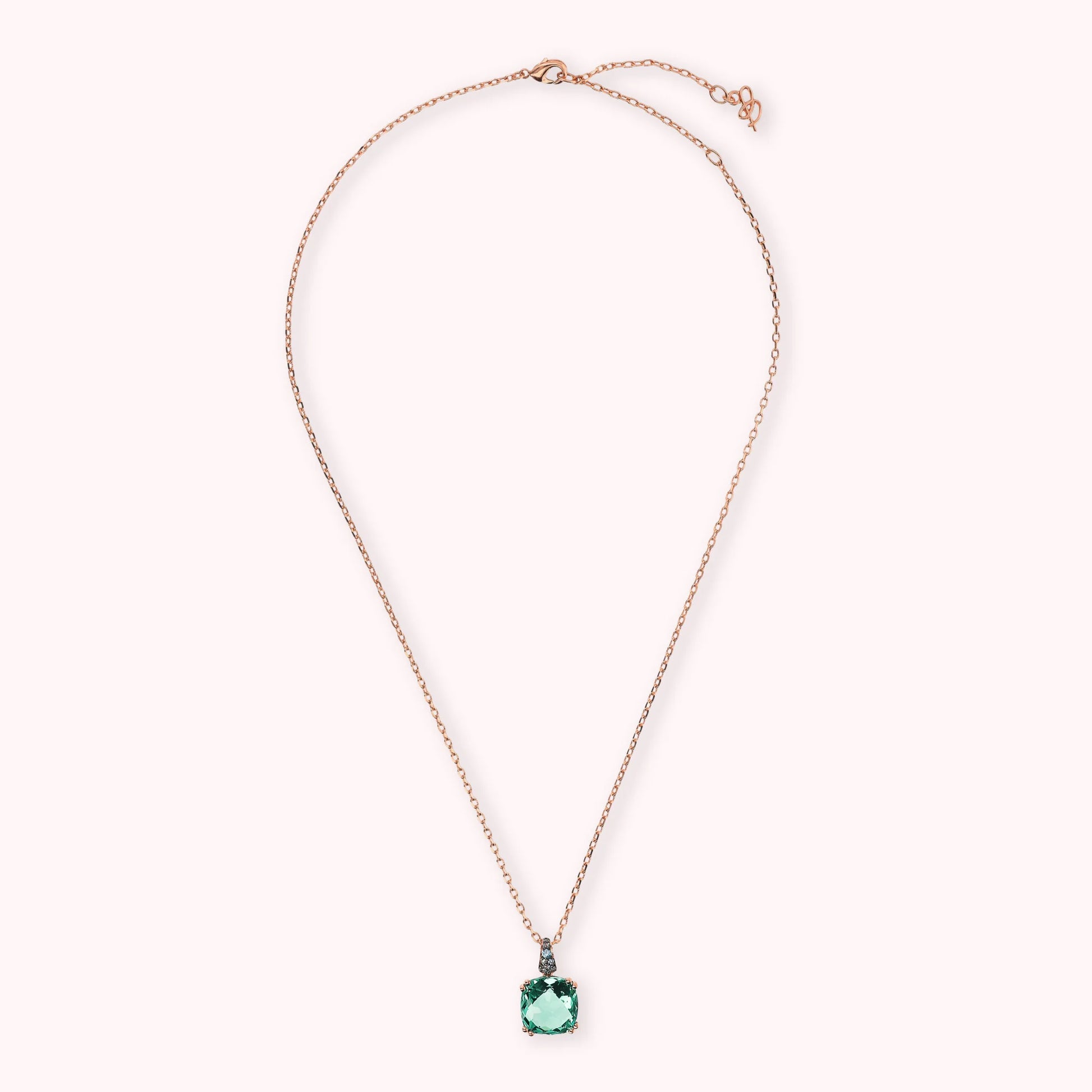 Collana Catena Rolo con Prisma Gem Quadrata e Pavé