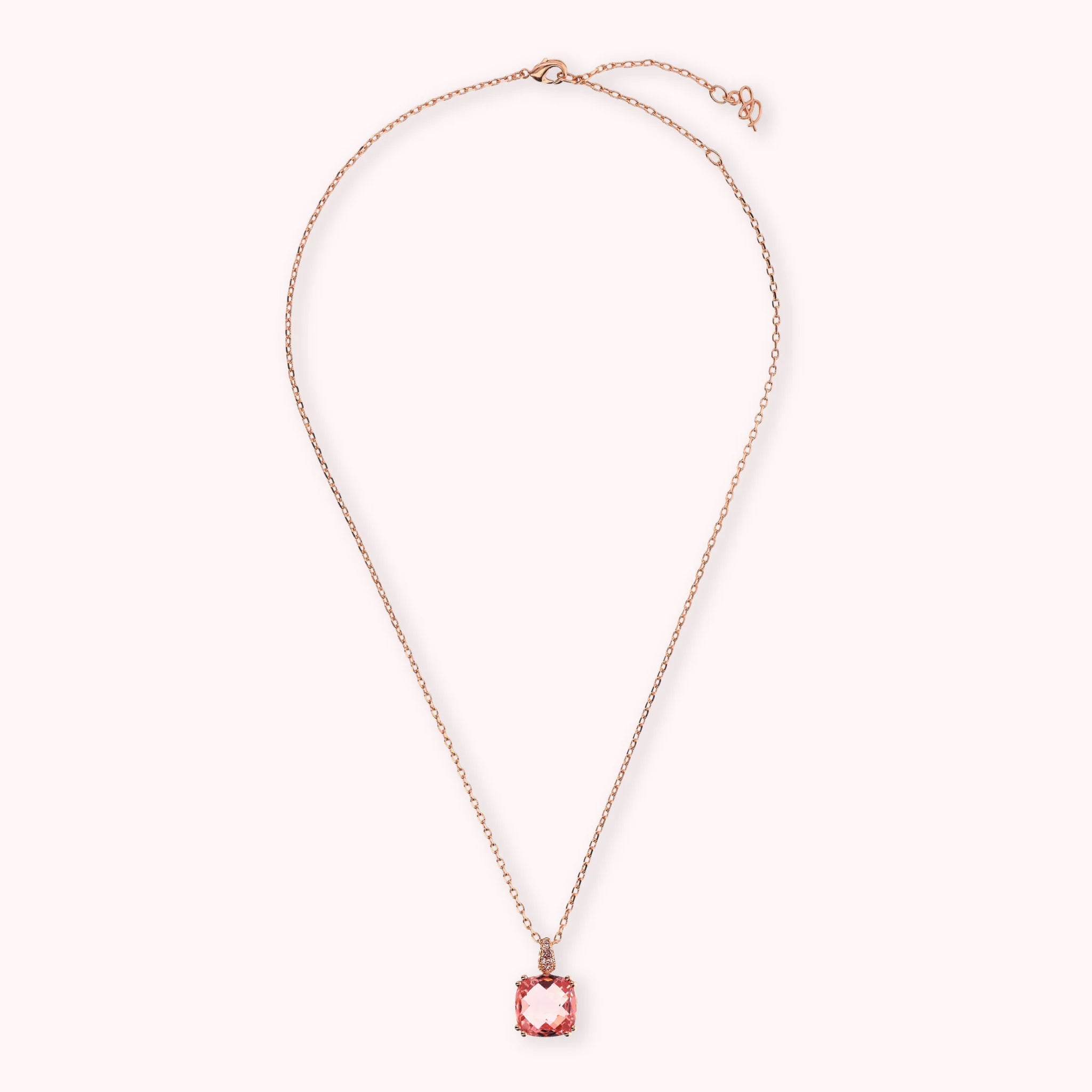 Collana Catena Rolo con Prisma Gem Quadrata e Pavé