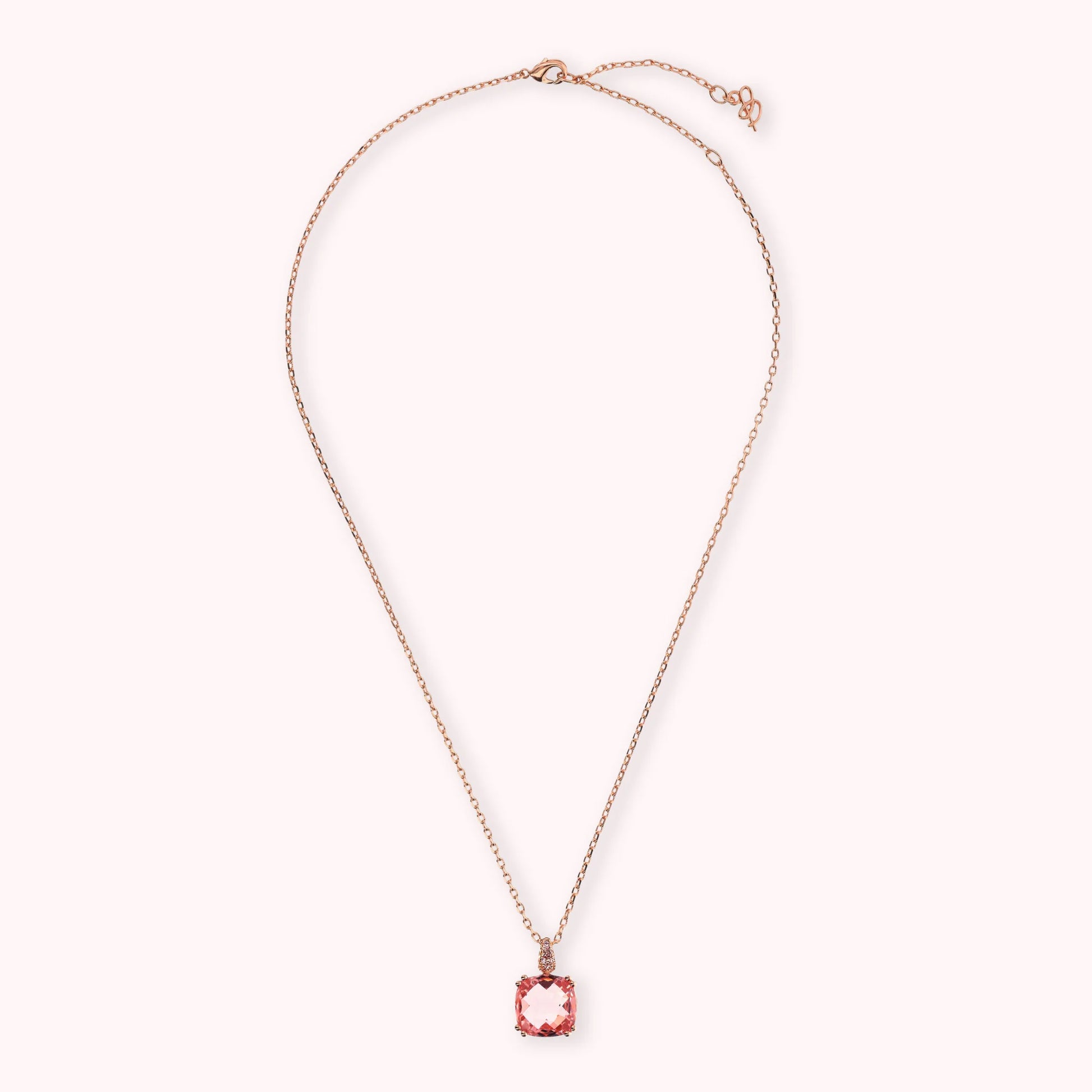 Collana Catena Rolo con Prisma Gem Quadrata e Pavé