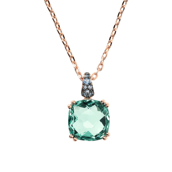 Rolo Chain Necklace with Nano Square Crystal and Pavé