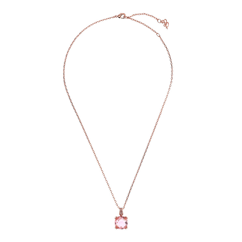 Necklace with Square Prisma Gem and Pavé