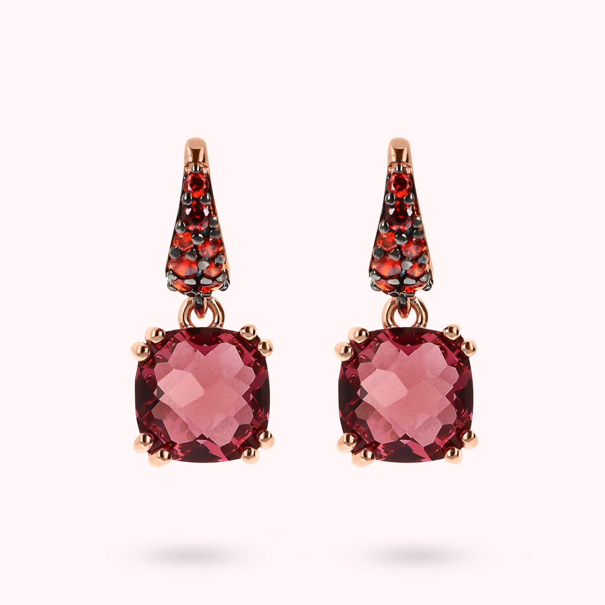 Boucles d'Oreilles Pendantes avec Pierre Prisma Gem et Pavé