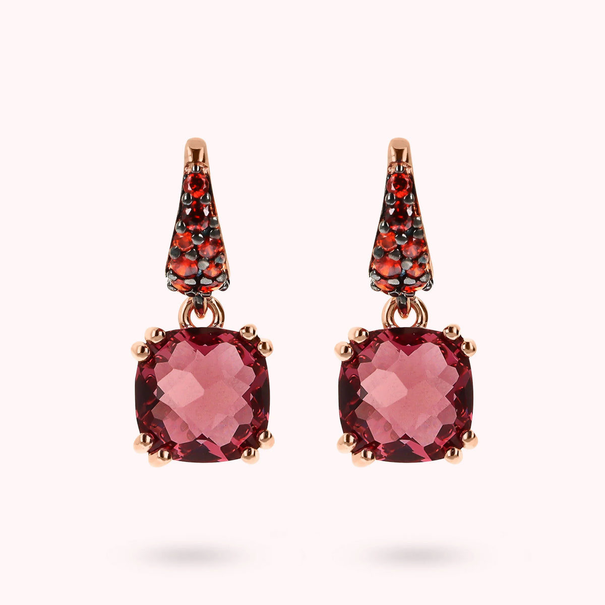 Boucles d'Oreilles Pendantes avec Pierre Prisma Gem et Pavé