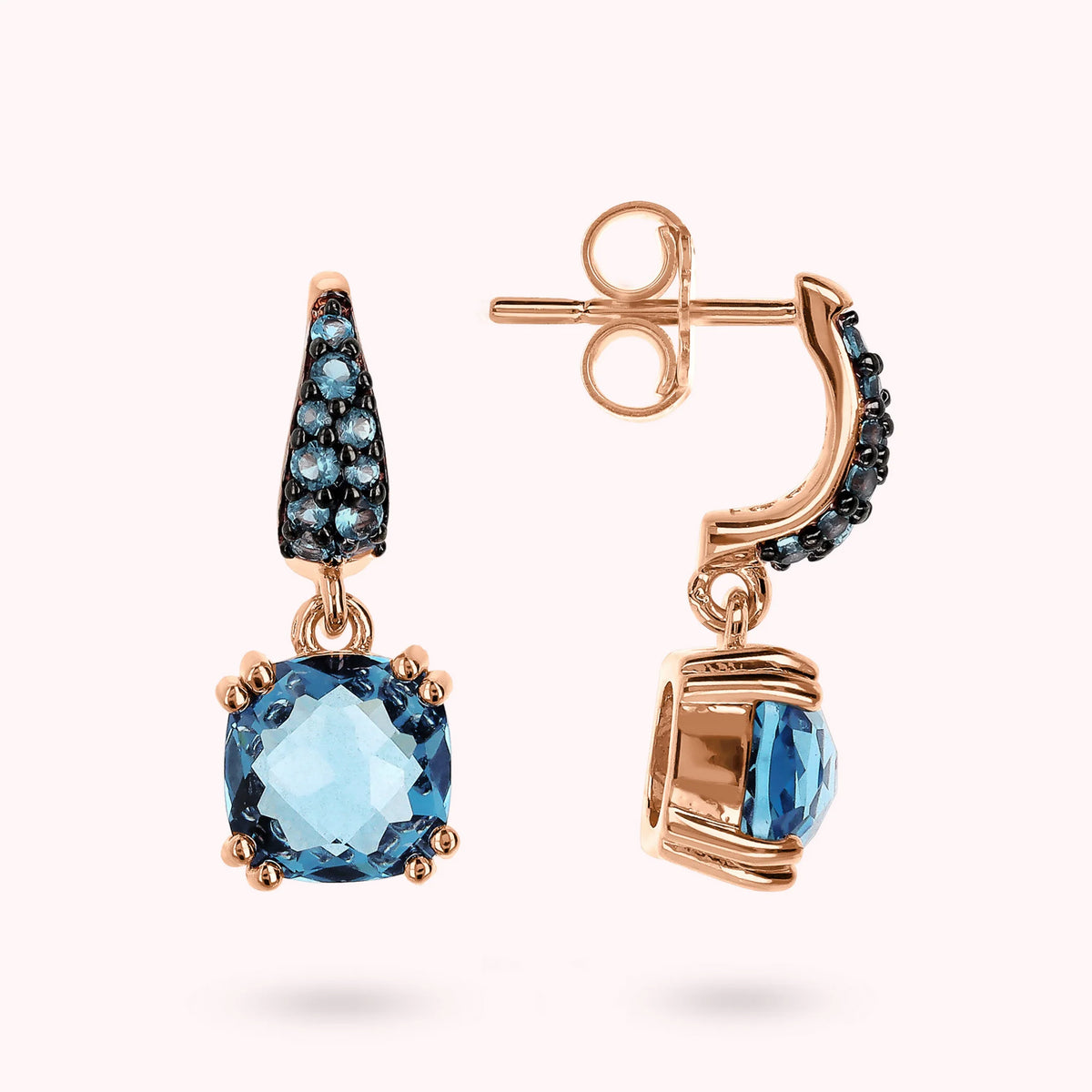 Boucles d'Oreilles Pendantes avec Pierre Prisma Gem et Pavé
