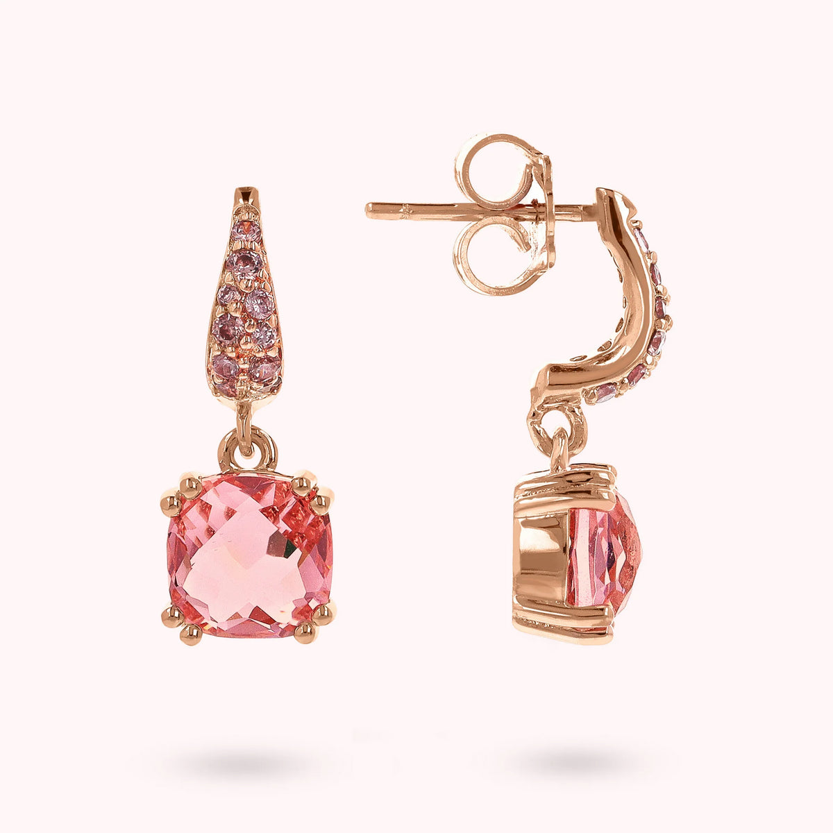 Boucles d'Oreilles Pendantes avec Pierre Prisma Gem et Pavé