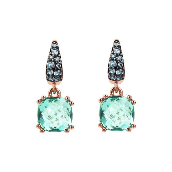 Pendant Earrings with Nano Square Crystal and Pavé
