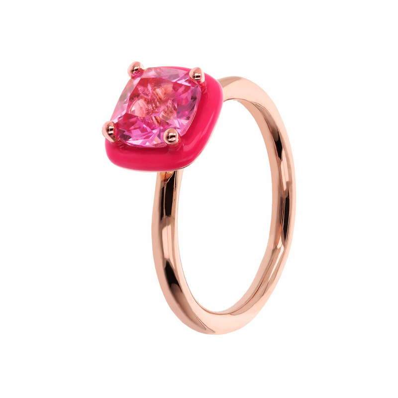 Enamel Cocktail Ring with Square Nano Crystal