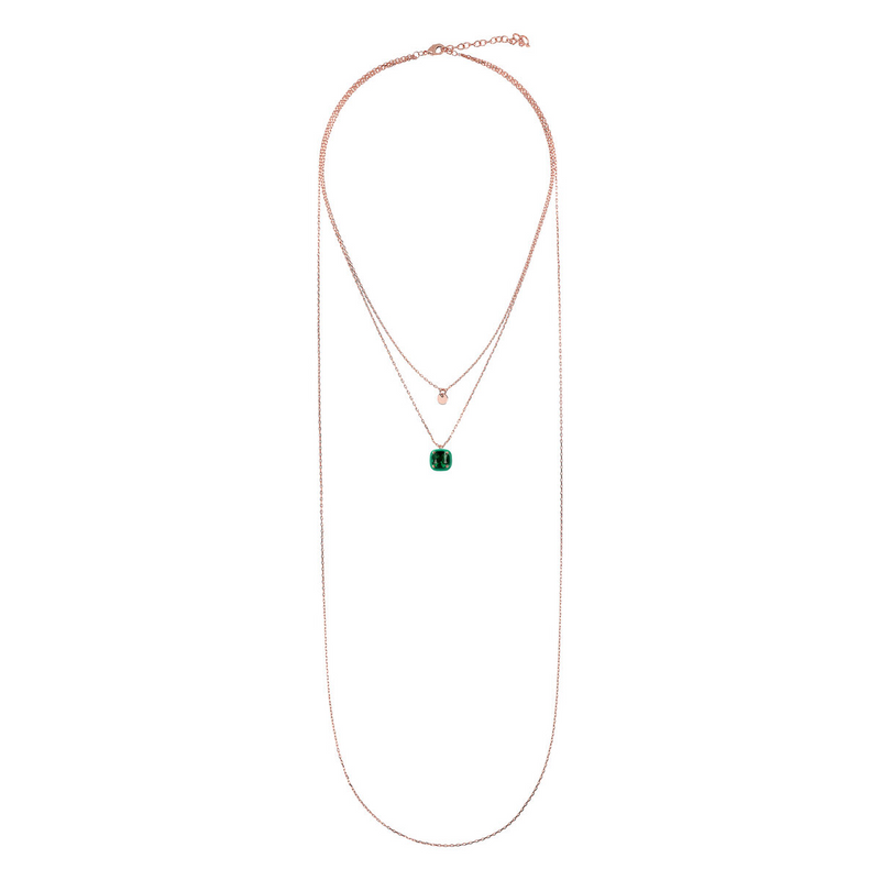 Multi-strand Forzatina Chain Necklace with Disc and Enamelled Pendant with Nano Crystal