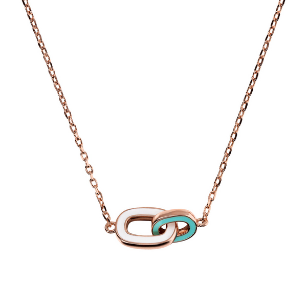 Forzatina Chain Necklace and Two-Tone Pendant with Double Enamelled Link