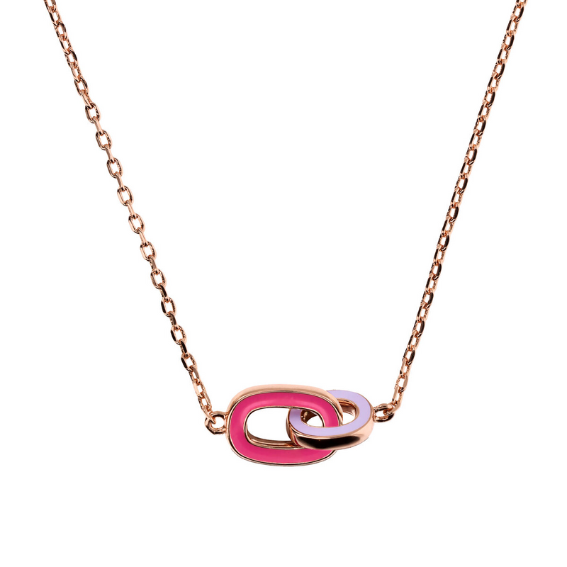 Forzatina Chain Necklace and Two-Tone Pendant with Double Enamelled Link