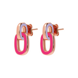 Bicolor Pendant Earrings with Double Enamelled Link