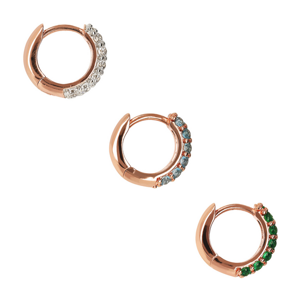 Set of Hoop Earrings with Pavé in Cubic Zirconia