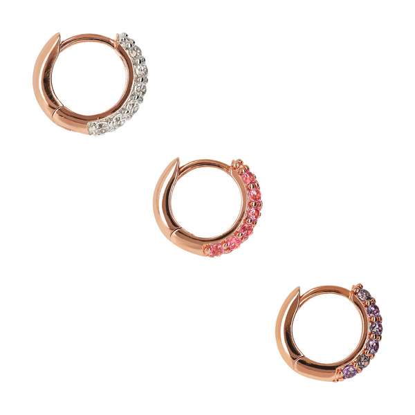 Set of Hoop Earrings with Pavé in Cubic Zirconia