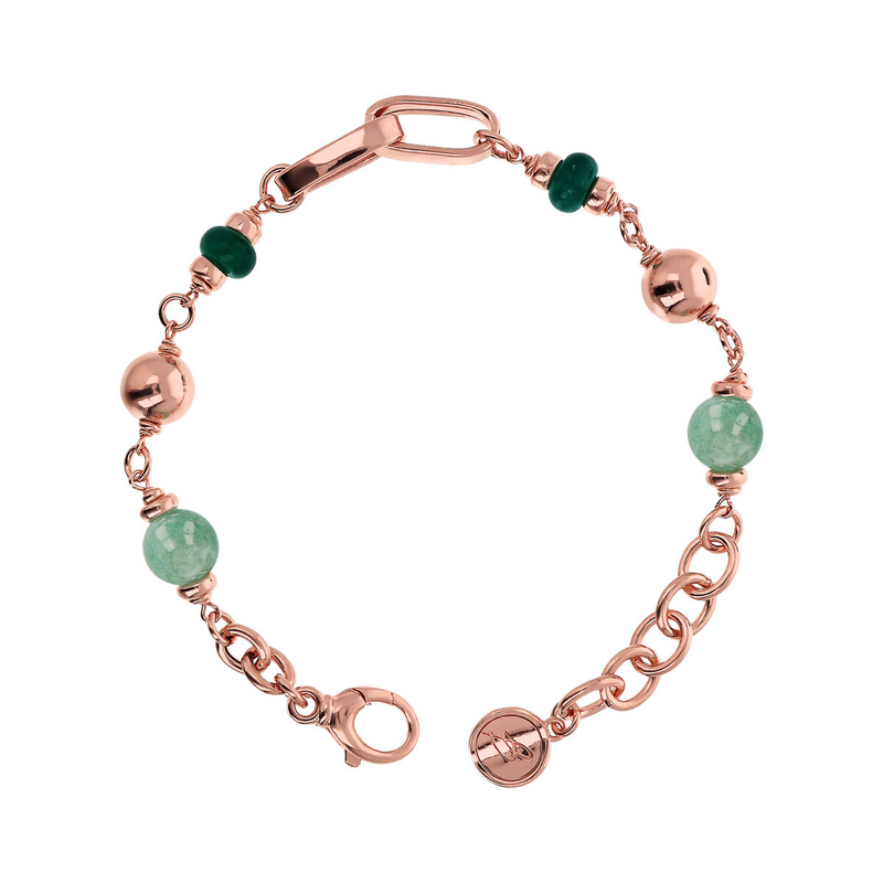 Rolo Chain Bracelet and Oval Links with Natural Quartzite Stone Spheres