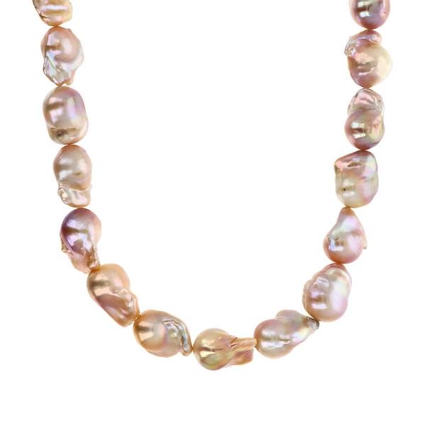 Collier avec perles baroques d'eau douce multicolores